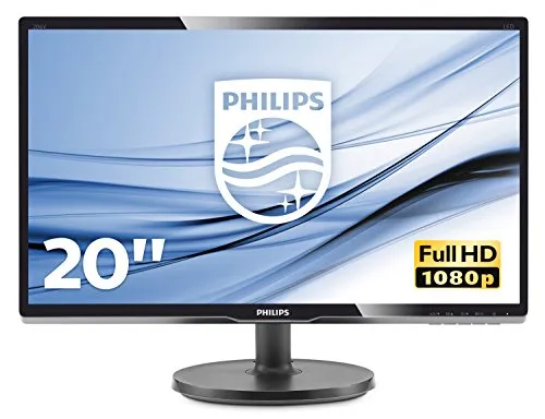 Philips 200V4QSBR Monitor 20" LED con Pannello MVA, Full HD, 1920 x 1080, DVI, VGA, Inclinabile, Contrasto Statico 3000:1, Attacco VESA, Nero