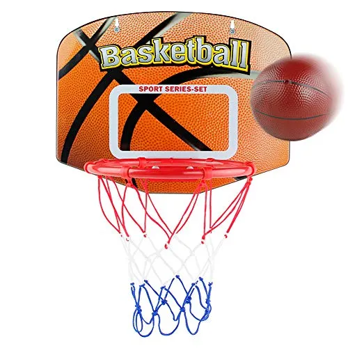 Canestro Basket Bambini da Camera Ufficio Esterno e Interno Gioco Pallacanestro Regolabile Mini Giochi Canestro Set con Palla Giocattolo Sportivo Giocattoli Bambino 3 Anni per Ragazzi Ragazze