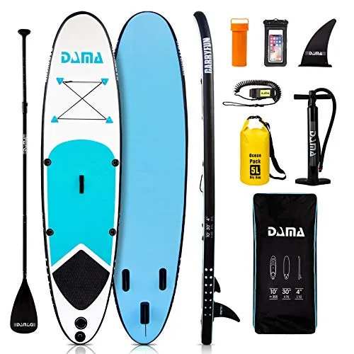 DAMA Inflatable Stand up Paddle Boards (10'), SUP Paddle Board，Kids Board, SUP Paddle Board, Drop Stitch And PVC, Fin,Carry Bag,Paddle,Hand Pump,Leash,all Round Board，Blue