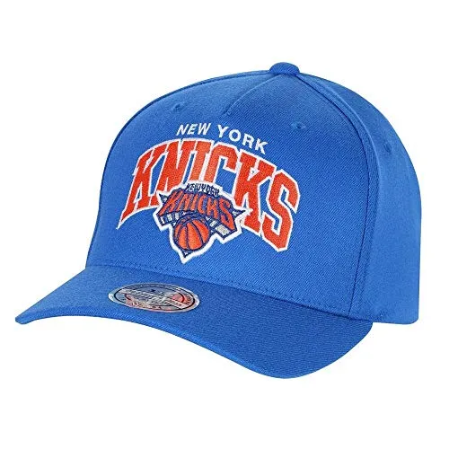 Mitchell & Ness - Cappellino da basket dei Boston Celtics (NBA), Flexfit 110, con fascetta regolabile, Uomo, New York Knicks - Scarpe da ginnastica, colore: Blu, Taglia unica