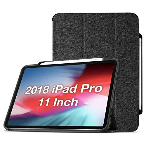 ProCase 2018 iPad Pro 11” Custodia [Supporta Apple Pencil Charging], Auto Sleep Wake, Cover Leggera Slim Folio Smart Cover per iPad Pro 11 Pollici 2018 -Nero