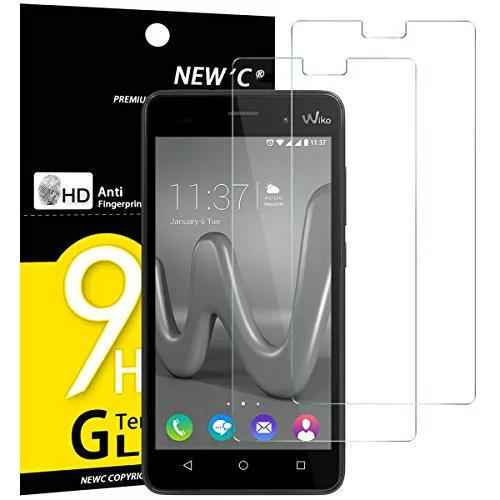 NEW'C 2 Pezzi, Vetro Temperato per Wiko Lenny 3, Pellicola Prottetiva Anti Graffio, Anti-Impronte, Senza Bolle, Durezza 9H, 0,33mm Ultra Trasparente, Ultra Resistente