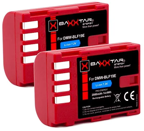 2x Baxxtar PRO batteria per Panasonic DMW BLF19 e con Infochip - per Panasonic Lumix DC G9 GH5 GH5s DMC GH3 GH4 GH4R - Sigma BP-61 ecc