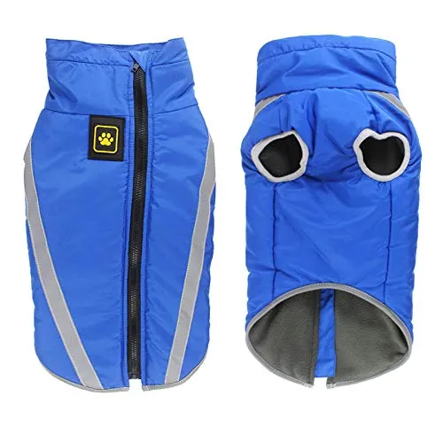 Idepet Cappotto Impermeabile per Cani Giacca Invernale Calda, Sport all'Aria Aperta Abbigliamento per Cani Impermeabile Gilet per Cani di Taglia Piccola e Media con Foro Per Imbracatura