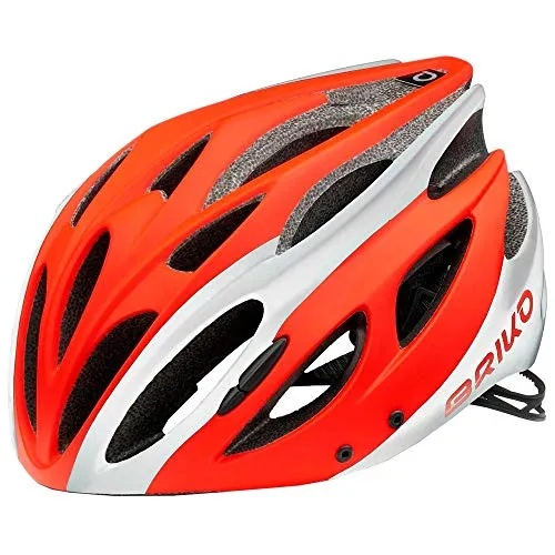 Briko Kiso Casco per adulti, unisex, rosso shiny, bianco