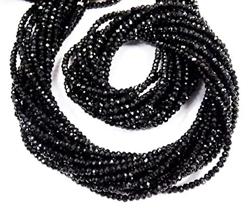 Jaipur Gems Mart AAA Naturale Nero spinali sfaccettato i branelli di Rondelle, Nero spinale della Pietra preziosa, spinali sfaccettato borda Il Micro Nero, 4-4.5mm, 13" Lunghi Sciolti Fili