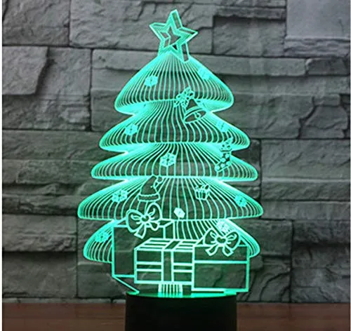 3D Led Night Light Albero Di Natale Regalo Con 7 Colori Di Luce Per La Decorazione Domestica Lampada Amazing Visualization Optical Illusion