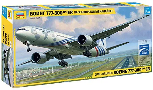 Zvezda Modellino Aereo Boeing 777-300 144/1-7012 ER-Kit per modellismo, in plastica