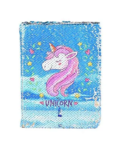 Qiajie Simpatico quaderno a sirena con unicorno e paillettes Diario arcobaleno Diario per regali e materiale scolastico