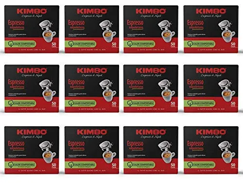 Kimbo Cialde Caffè Compostabili ESE 44mm Espresso Napoletano, 12 Pacchi da 50 Cialde (Totale 600 Cialde)