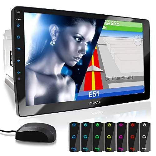 XOMAX XM-2VN1003 Autoradio con Touch Screen XXL regolabile (10" / 25 cm) I Mirrorlink I Navigazione GPS I Bluetooth I Collegamenti per microfono esterno e retrocamera I RDS I USB I 2 DIN
