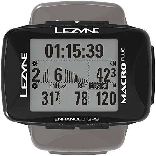 LEZYNE Macro Plus - Contatore GPS per Bicicletta/MTB, Unisex, da Adulto, Taglia Unica, Colore: Nero