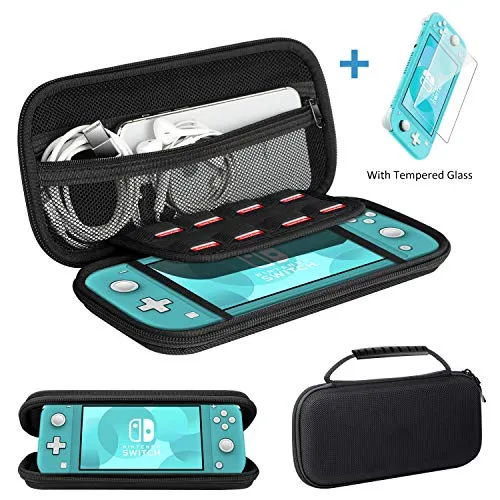 Ztotops Custodia per Nintendo Switch Lite, con Proteggi Schermo, Portatile Custodia Protettiva da Viaggio con 8 Cartucce di Gioco per Nintendo Switch Lite Console e Altri Piccoli Accessori - Nero