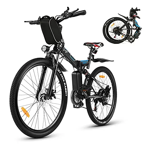 Vivi Bicicletta elettrica da uomo e da donna, 26 pollici, mountain bike da, 36 V, 10 Ah, batteria al litio e Shimano a 21 marce, colore: nero