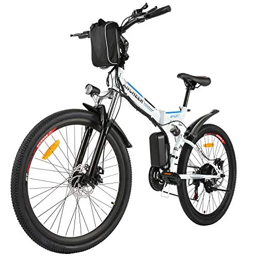 Bicicletta Elettrica Pieghevole, Bici al Lavoro, E-Bike -Fold 20”/26”, Adulto, 250W Batteria 36V 8Ah, Cambio Shimano a 7 velocità (26 Bianco-Avventura)