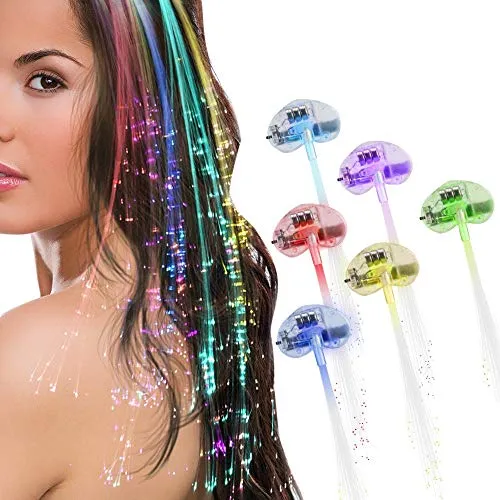 NEO+ - Serie di extension per capelli in fibra ottica a 3, 6, 10 LED Per illuminare i capelli con i colori dell'arcobaleno, di colore blu, rosso, verde o bianco.
