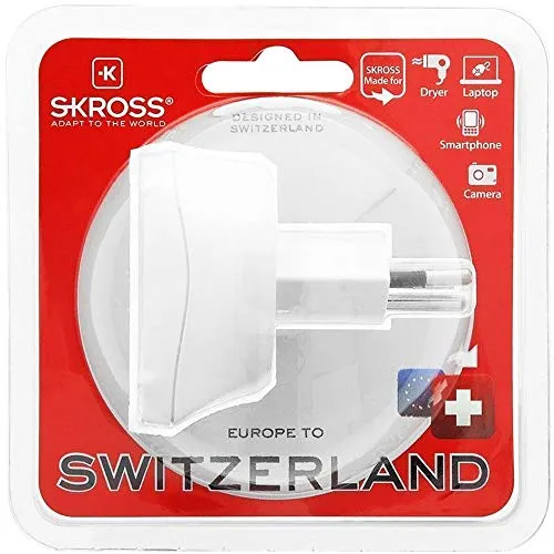 Skross SKR1500205, Adattatore da Viaggio da UE a Svizzera, Bianco