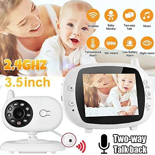 RROWER Baby Monitor Video, Eufy Sicurezza, Baby Monitor Video con la Macchina Fotografica e Audio, 720P HD risoluzione, Visione Notturna, 3.5" Display, 2-Way Talk, per Le Neo Mamme