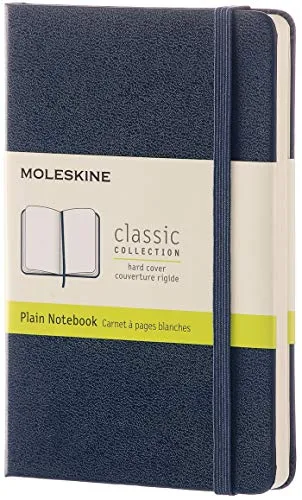 Moleskine Classic Notebook, Taccuino con Pagine Bianche, Copertina Rigida e Chiusura ad Elastico, Formato Pocket 9 x 14 cm, Colore Blu Zaffiro, 192 Pagine