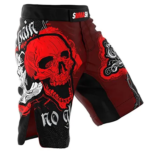 SMMASH MMA Shorts Skull Red S M L XL XXL XXXL MMA BJJ UFC Sport di Combattimento (XL)