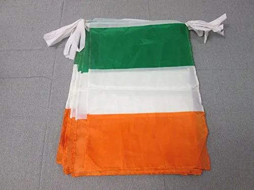 AZ FLAG Ghirlanda 12 Metri 20 Bandiere Irlanda 45x30cm - Bandiera Irlandese 30 x 45 cm - Festone BANDIERINE