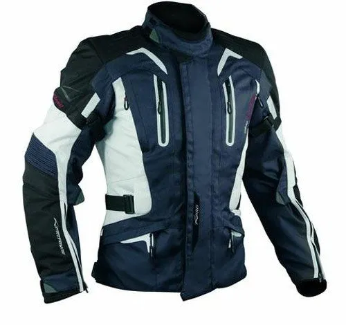 A-Pro, giacca da motociclista in tessuto, Protezioni, con Fodera Termica, Blu Scuro, XL