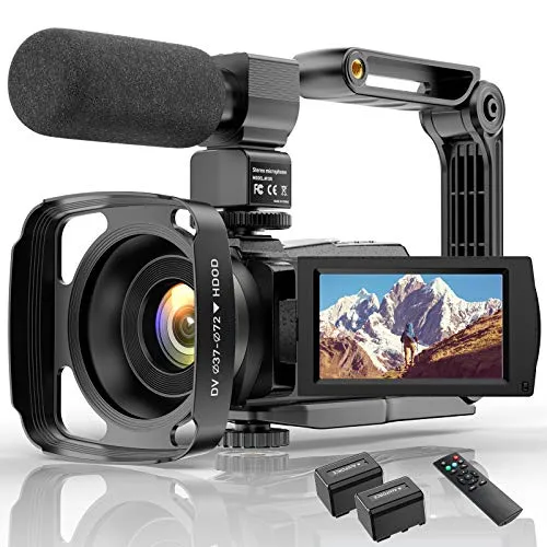 Videocamera 4K Wifi Videocamera Digitale Full HD YouTube Vlogging Registratore,IR Night 48MP 16X Zoom Digitale 3.0 Pollici Videoregistratore Touch Screen Ruotabile 270 ° con Telecomando per Microfono.