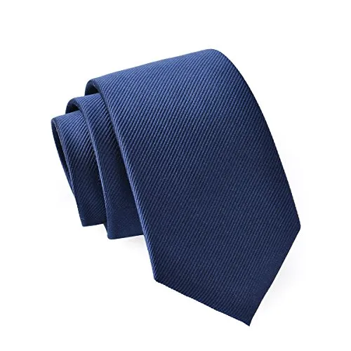 ® Cravatta Slim Uomo 100% Seta Cucita a Mano - Disponibile in Diversi Colori/Design Larghezza 6,5 cm (Blu Scuro)