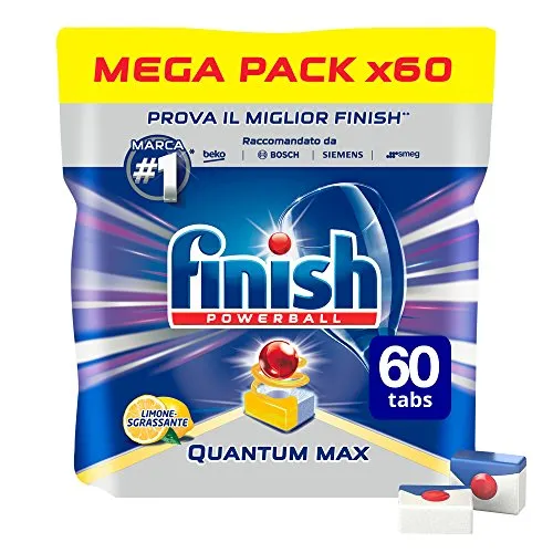 Finish Pastiglie Lavastoviglie Quantum Max, Limone, 60 Tabs