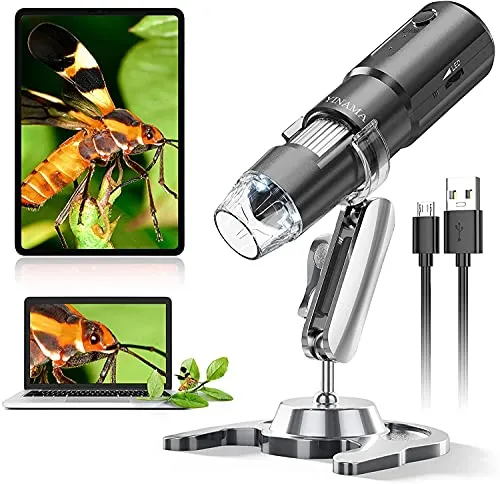 Microscopio Digitale Wireless, YINAMA Microscopio Ingrandimento da 50X-1000X, 8 luci a LED, Mini Microscopio portatile, compatibile con Android, iPad PC MAC Windows