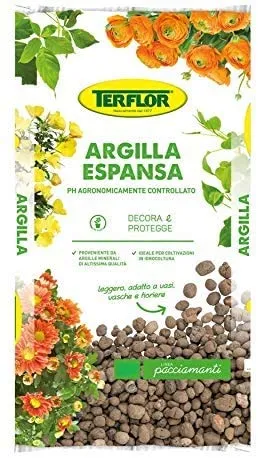 Argilla Espansa 10 Lt per Piante in Vaso Giardino Protezione Drenaggio Acqua 8-20 Mm