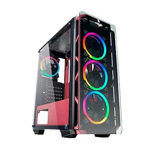 Noua Cool G2 Rosa Case ATX PC Gaming 0.60MM SPCC 4 Ventole Dual Halo RGB Rainbow 5V 3Pin ADD RGB Front Tempered Glass 3*USB3.0/2.0 Pannelli Laterali in Vetro Temperato (AxPxL: 480x425x200 mm)