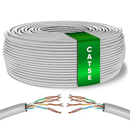 Mr. Tronic Cavo Ethernet Cat 5E da 100m Bulk Cabel, Cavo di Rete LAN Cat 5E ad Alta Velocità Per Connessione Internet Veloce 1 Gbps – 100 MHz AWG24 Cavo Sfuso | Cavo UTP CCA (100 Metri, Grigio)