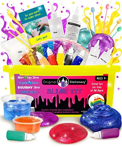 Original Stationery Kit Slime Completo - Fabbrica Slime con Tutto l’Occorrente per Slime Uovo Alieno, Slime Unicorno, Slime Glitter, Slime di Cristallo e Tante Altre – Regali Bambini