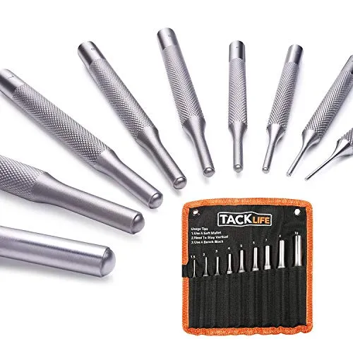 TACKLIFE Pin Punch Tool Kit, 9 Pezzi, 50 CRV, Adatto per Armaiolo, Automobilistico, Orologeria, Gioielleria, Artigianato - PP01