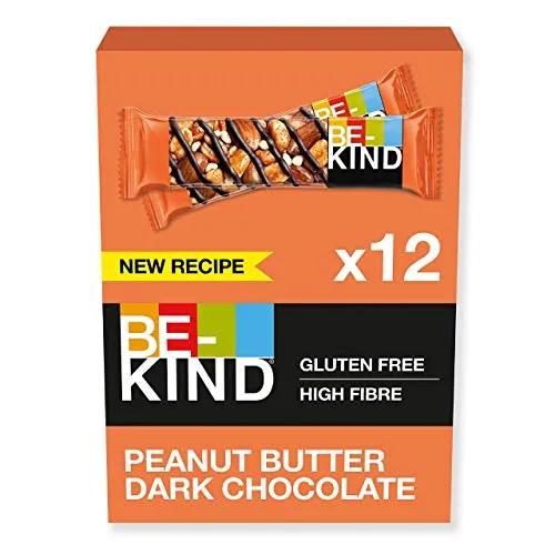 BE-KIND Barretta al Gusto di Burro di Arachidi e Cioccolato Fondente, Snack senza Glutine, 1 Confezione x 12 Barrette da 40 g