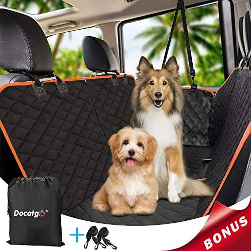 Docatgo Coprisedile per Cani Auto, Coprisedile Posteriore Accessori Cane Auto, 6 Strati 100% Veramente Impermeabili,147X137CM,Antiscivolo Copertura Auto Cane, per Camion/Auto/SUV