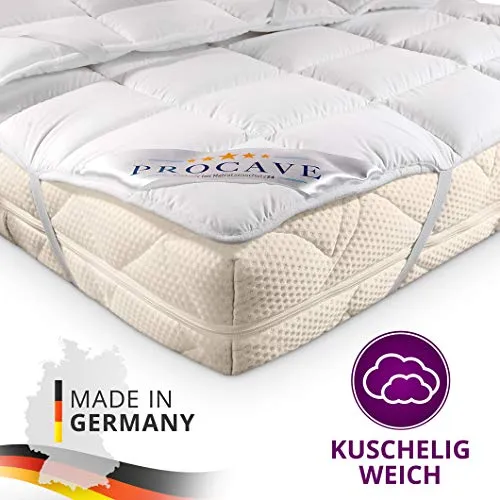 PROCAVE Micro-Comfort in Diverse Misure |Made in Germany | Coprimaterasso in Microfibra di Poliestere | Soft Touch | Adatto Anche per materassi a Molle e ad Acqua | 90x210 cm