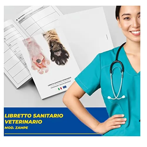 LIBRETTO SANITARIO VETERINARIO 15X21 CM - Cane e Gatto Mod. Zampe - ideale per i nostri amici a 4 zampe (100)