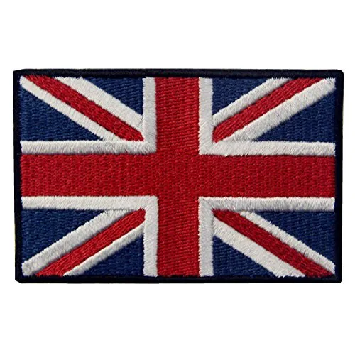 Britannico Union Jack Bandiera della Inghilterra Emblema con Fissaggio Chiusura a uncino e asola Ricamata Toppa