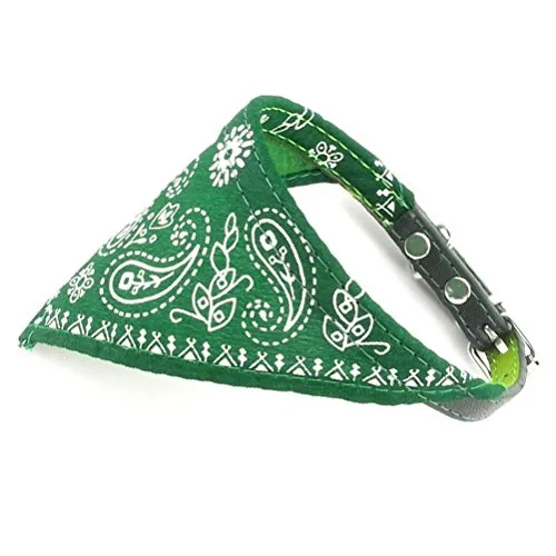 Zunea, collare per cani e gatti, a triangolo, stile bandana, con stampa regolabile, colore verde