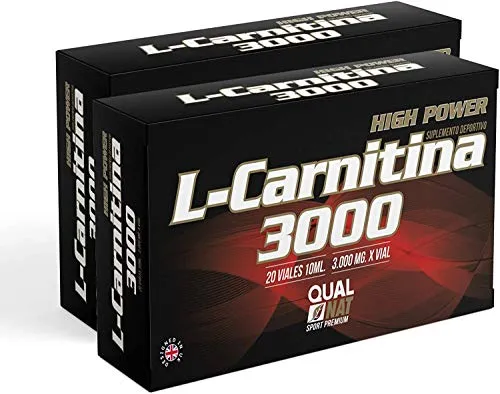 L Carnitine 3000-20 fiale | Liquido | L-carnitina con vitamina C | Bruciagrassi | Integratore sportivo, PACK 2-40 fiale - Qualnat