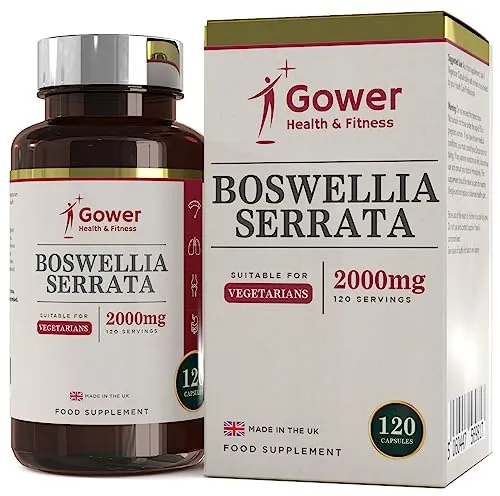 GH Boswellia Serrata 2000mg | Boswellia Franchincenso Indiano Estratto 5:1 | 120 Capsule Vegetariane | Cura Delle Articolazioni | Prodotto in Strutture Certificate ISO | Non-OGM e Senza Glutine