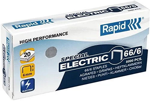 Rapid® - Punti per cucitrice ELECTRIC, 66/6, zincati, 5.000 pezzi, confezione da 5000 pezzi