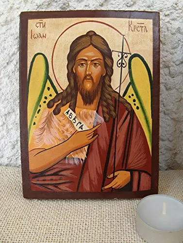 Dipinto a mano icona di San Giovanni battista angelo del deserto