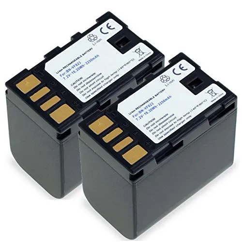 2x subtel® Batteria BN-VF808 BN-VF815 BN-VF823 compatibile con JVC GY-HM100 GS-TD1 GZ-MG120 -MG130 -MG275 -MG330 -MG340 -MG465 -MG530 GZ-HD7 GZ-MS95 capacità 2250mAh ricambio sostituzione battery