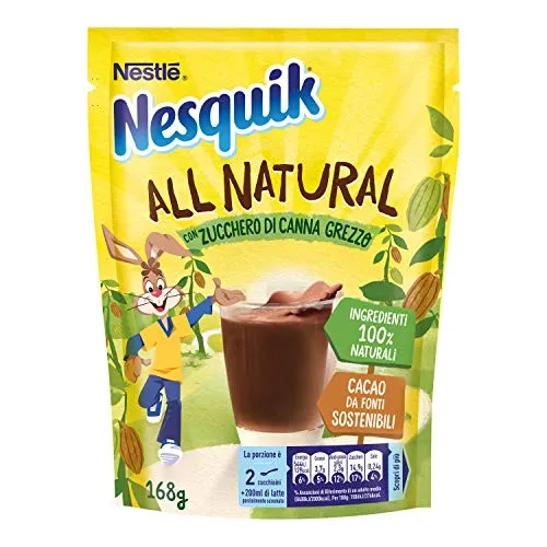 Nesquik All Natural Cacao Solubile per Latte 8 Confezioni da 168 g