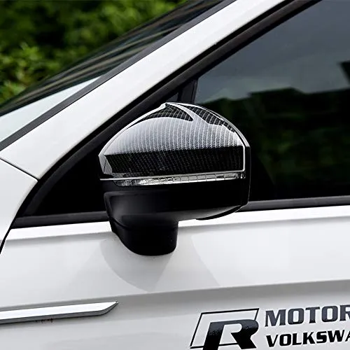 LUVCARPB Rivestimento Copertura specchietto retrovisore Auto, 2 Pezzi ABS Carbonio Nero, Misura per Volkswagen VW Tiguan MK2 2016-2018