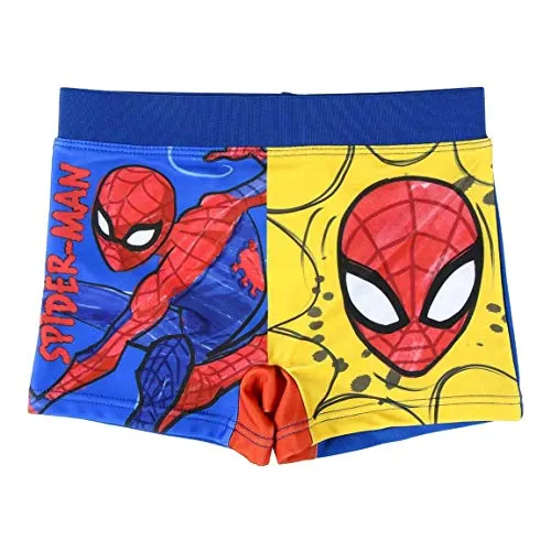 Costume da Bagno Boxer Mare Bambino Spiderman Marvel Avengers | Multicolor | 2-3-4-5-6 Anni (Blu Giallo, 6 Anni)