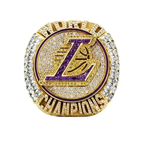 2020 NBA Lakers Campionato Anello basket James 9-13 dimensioni Fan souvenir replica movimento Anello rimovibile con scatola di legno regalo di compleanno, 10